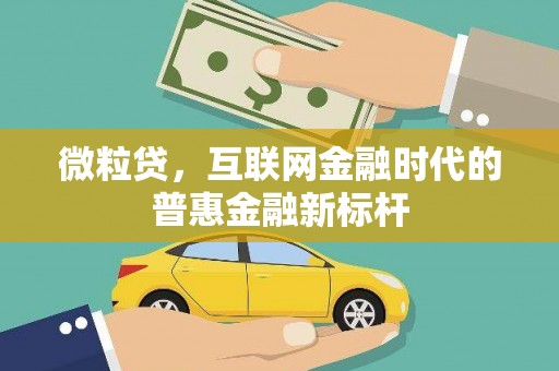 富锦微粒贷，互联网金融时代的普惠金融新标杆