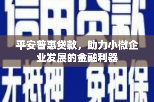 富锦平安普惠贷款，助力小微企业发展的金融利器